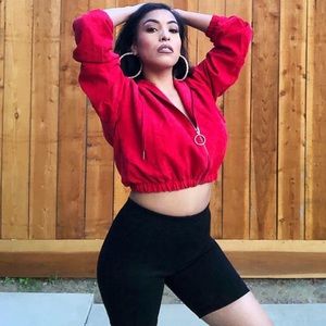 🔥Trendy Red Crop Zip Up Jacket
